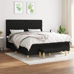 vidaXL Sommier à Lattes de Lit avec Matelas, Lit Rembourré, Lit Double, Lit Adulte de Chambre à Coucher Intérieur, Moderne, Noir 160x200 cm Tissu vidaXL Sommier à Lattes de Lit avec Matelas, Lit Rembourré, Lit Double, Lit Adulte de Chambre à Coucher Intérieur, Moderne, Noir 160x200 cm Tissu