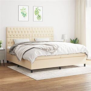 vidaXL Boxspring met matras stof crèmekleurig 200x200 cm vidaXL Boxspring met matras stof crèmekleurig 200x200 cm