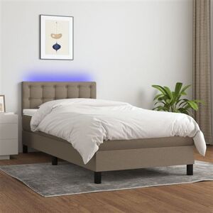 vidaXL Sommier à Lattes de Lit avec Matelas et LED, Lit Rembourré, Lit Simple, Lit Adulte de Chambre à Coucher Intérieur, Moderne, Taupe 90x200 cm Tissu vidaXL Sommier à Lattes de Lit avec Matelas et LED, Lit Rembourré, Lit Simple, Lit Adulte de Chambre à Coucher Intérieur, Moderne, Taupe 90x200 cm Tissu
