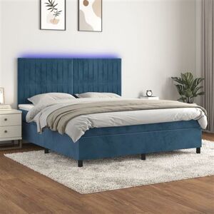 vidaXL Boxspring met matras en LED fluweel donkerblauw 160x200 cm vidaXL Boxspring met matras en LED fluweel donkerblauw 160x200 cm
