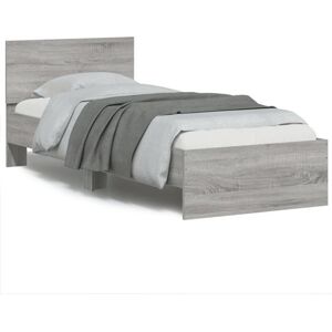 vidaXL Cadre de Lit Tête de Lit et Lumières LED, Lit Simple avec Sommier à Lattes, Lit Adulte, Meuble de Chambre, Moderne, Sonoma Gris90x190 cm vidaXL Cadre de Lit Tête de Lit et Lumières LED, Lit Simple avec Sommier à Lattes, Lit Adulte, Meuble de Chambre, Moderne, Sonoma Gris90x190 cm