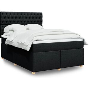 vidaXL Sommier à lattes de lit avec matelas Noir 140x200 cm Tissu vidaXL Sommier à lattes de lit avec matelas Noir 140x200 cm Tissu