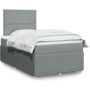 vidaXL Sommier à lattes de lit avec matelas Gris clair 120x200cm Tissu vidaXL Sommier à lattes de lit avec matelas Gris clair 120x200cm Tissu