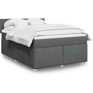 vidaXL Sommier à lattes de lit avec matelas Gris foncé 140x200cm Tissu vidaXL Sommier à lattes de lit avec matelas Gris foncé 140x200cm Tissu