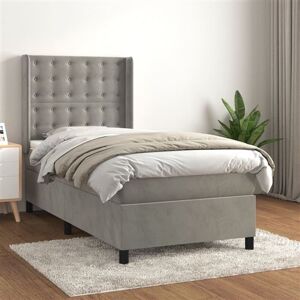 vidaXL Boxspring met matras fluweel lichtgrijs 100x200 cm vidaXL Boxspring met matras fluweel lichtgrijs 100x200 cm
