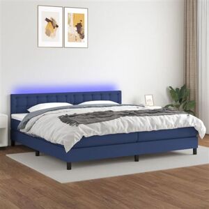 vidaXL Sommier à Lattes de Lit avec Matelas et LED, Lit Rembourré avec Tête de Lit, Lit Double, Lit Adulte de Chambre, Moderne, Bleu 200x200 cm Tissu vidaXL Sommier à Lattes de Lit avec Matelas et LED, Lit Rembourré avec Tête de Lit, Lit Double, Lit Adulte de Chambre, Moderne, Bleu 200x200 cm Tissu