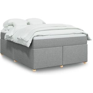 vidaXL Sommier à lattes de lit avec matelas Gris clair 140x190cm Tissu vidaXL Sommier à lattes de lit avec matelas Gris clair 140x190cm Tissu