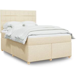 vidaXL Sommier à lattes de lit avec matelas Crème 140x200 cm Tissu vidaXL Sommier à lattes de lit avec matelas Crème 140x200 cm Tissu