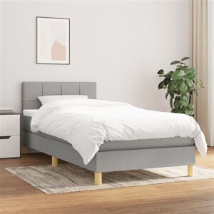 vidaXL Sommier à Lattes de Lit avec Matelas, Lit Rembourré, Lit Simple, Lit Adulte de Chambre à Coucher Intérieur, Moderne, Gris Clair 90x190 cm Tissu vidaXL Sommier à Lattes de Lit avec Matelas, Lit Rembourré, Lit Simple, Lit Adulte de Chambre à Coucher Intérieur, Moderne, Gris Clair 90x190 cm Tissu