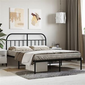 vidaXL Cadre de lit métal avec tête de lit noir 140x190 cm, lit double, meuble de chambre à coucher, lit d'invité, lit, cadre de lit en métal, sommier vidaXL Cadre de lit métal avec tête de lit noir 140x190 cm, lit double, meuble de chambre à coucher, lit d'invité, lit, cadre de lit en métal, sommier