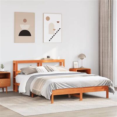 vidaXL Cadre de lit sans matelas cire marron 135x190cm bois pin massif vidaXL Cadre de lit sans matelas cire marron 135x190cm bois pin massif