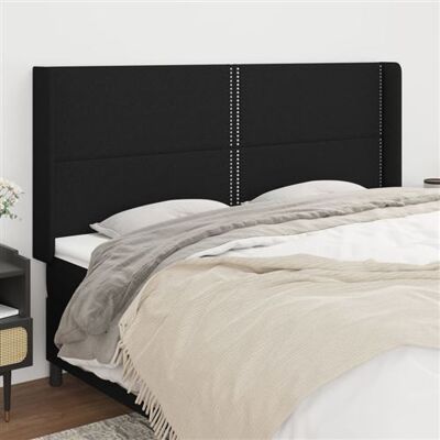 vidaXL Tête de Lit avec Oreilles Meuble de Chambre à Coucher Accessoire de Lit Double Tête de Cadre de Lit Intérieur Noir 183x16x118/128 cm Tissu vidaXL Tête de Lit avec Oreilles Meuble de Chambre à Coucher Accessoire de Lit Double Tête de Cadre de Lit Intérieur Noir 183x16x118/128 cm Tissu