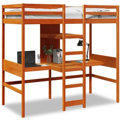 vidaXL Lit mezzanine avec bureau et étagères brun cire 90x200 cm pin, cadre de lit mezzanine, cadre de lit de cabine, cadre de lit mezzanine simple 3308543 vidaXL Lit mezzanine avec bureau et étagères brun cire 90x200 cm pin, cadre de lit mezzanine, cadre de lit de cabine, cadre de lit mezzanine simple 3308543