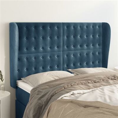 vidaXL Tête de Lit avec Oreilles Meuble de Chambre à Coucher Accessoire de Lit Double Tête de Cadre de Lit Bleu Foncé 147x23x118/128 cm Velours vidaXL Tête de Lit avec Oreilles Meuble de Chambre à Coucher Accessoire de Lit Double Tête de Cadre de Lit Bleu Foncé 147x23x118/128 cm Velours