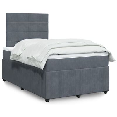 vidaXL Sommier à lattes de lit et matelas Gris foncé 120x200cm Velours vidaXL Sommier à lattes de lit et matelas Gris foncé 120x200cm Velours