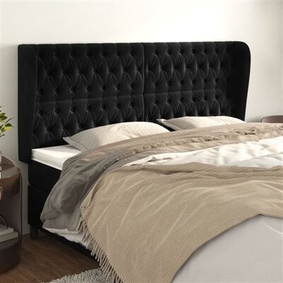 vidaXL Tête de Lit avec Oreilles Meuble de Chambre à Coucher Accessoire de Lit Double Tête de Cadre de Lit Intérieur Noir 183x23x118/128 cm Velours vidaXL Tête de Lit avec Oreilles Meuble de Chambre à Coucher Accessoire de Lit Double Tête de Cadre de Lit Intérieur Noir 183x23x118/128 cm Velours