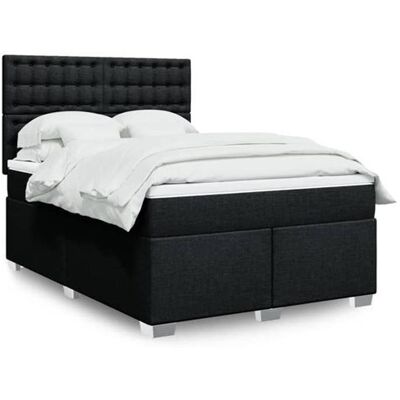 vidaXL Sommier à lattes de lit avec matelas Noir 160x200 cm Tissu vidaXL Sommier à lattes de lit avec matelas Noir 160x200 cm Tissu