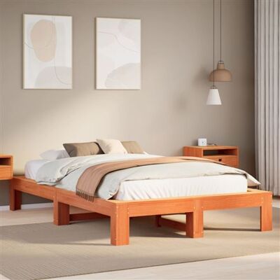 vidaXL Cadre de lit sans matelas cire marron 120x190cm bois pin massif 3308752 vidaXL Cadre de lit sans matelas cire marron 120x190cm bois pin massif 3308752
