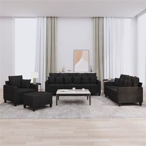vidaXL 4-delige Loungeset met kussens stof zwart3201644 vidaXL 4-delige Loungeset met kussens stof zwart3201644