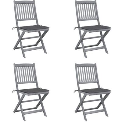 vidaXL Tuinstoelen 4 st inklapbaar met kussens massief acaciahout3064563 vidaXL Tuinstoelen 4 st inklapbaar met kussens massief acaciahout3064563