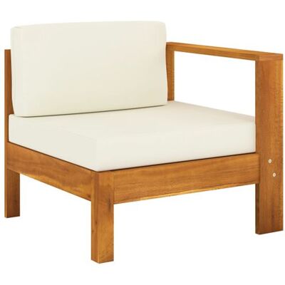 vidaXL Canapé Central avec 1 Accoudoir Canapé Central de Patio Meuble de Terrasse Canapé de Jardin Extérieur Blanc Crème Bois d'Acacia vidaXL Canapé Central avec 1 Accoudoir Canapé Central de Patio Meuble de Terrasse Canapé de Jardin Extérieur Blanc Crème Bois d'Acacia