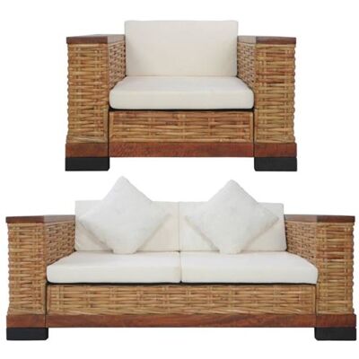 vidaXL 2-delig Bankstel met kussens natuurlijk rattan bruin278618 vidaXL 2-delig Bankstel met kussens natuurlijk rattan bruin278618