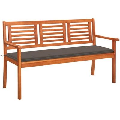 vidaXL Tuinbank 3-zits met kussen 150 cm massief eucalyptushout3061004 vidaXL Tuinbank 3-zits met kussen 150 cm massief eucalyptushout3061004