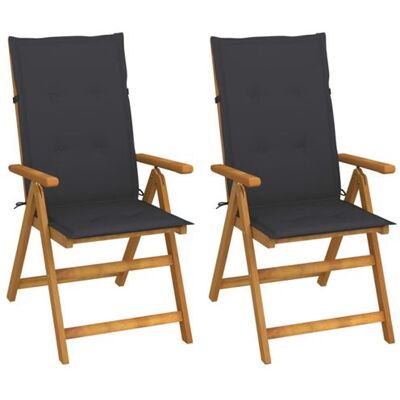 vidaXL Tuinstoelen 2 st verstelbaar met kussens massief acaciahout3064059 vidaXL Tuinstoelen 2 st verstelbaar met kussens massief acaciahout3064059