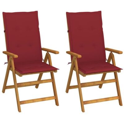 vidaXL 2x Bois d'Acacia Chaises Inclinables de Jardin avec Coussins Chaises Pliables de Salle à Manger Fauteuils à Dîner Fauteuils de Patio Extérieur vidaXL 2x Bois d'Acacia Chaises Inclinables de Jardin avec Coussins Chaises Pliables de Salle à Manger Fauteuils à Dîner Fauteuils de Patio Extérieur