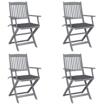 vidaXL Tuinstoelen 4 st inklapbaar met kussens massief acaciahout3064509 vidaXL Tuinstoelen 4 st inklapbaar met kussens massief acaciahout3064509