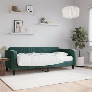 vidaXL Slaapbank met matras 90x200 cm fluweel donkergroen vidaXL Slaapbank met matras 90x200 cm fluweel donkergroen