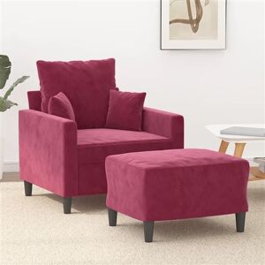vidaXL Fauteuil met voetenbank 60 cm fluweel wijnrood3201101 vidaXL Fauteuil met voetenbank 60 cm fluweel wijnrood3201101