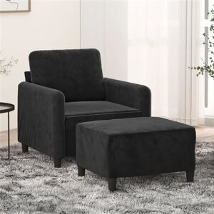 vidaXL Fauteuil met voetenbank 60 cm fluweel zwart3201169 vidaXL Fauteuil met voetenbank 60 cm fluweel zwart3201169