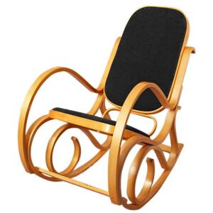 Schommelstoel M41, draaifauteuil TV-fauteuil, massief hout ~ eiken look, kunstleer zwart Schommelstoel M41, draaifauteuil TV-fauteuil, massief hout ~ eiken look, kunstleer zwart