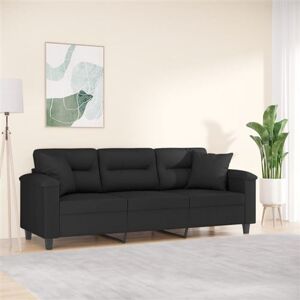vidaXL Driezitsbank met kussens 180 cm microvezelstof zwart3200980 vidaXL Driezitsbank met kussens 180 cm microvezelstof zwart3200980