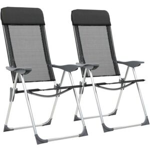 vidaXL 2x Chaise Pliante de Camping Noir Aluminium Plage Jardin Patio Fauteuil vidaXL 2x Chaise Pliante de Camping Noir Aluminium Plage Jardin Patio Fauteuil