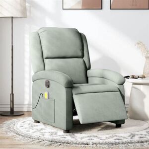 vidaXL Fauteuil Inclinable Électrique de Massage, Chaise de Relaxation avec Dossier et Repose-pied Réglables, Siège de Salon, Moderne, Gris Clair Velours vidaXL Fauteuil Inclinable Électrique de Massage, Chaise de Relaxation avec Dossier et Repose-pied Réglables, Siège de Salon, Moderne, Gris Clair Velours