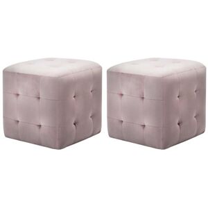 vidaXL Poef 2 st 30x30x30 cm fluweel roze278388 vidaXL Poef 2 st 30x30x30 cm fluweel roze278388