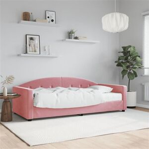 vidaXL Slaapbank met matras 90x200 cm fluweel roze vidaXL Slaapbank met matras 90x200 cm fluweel roze