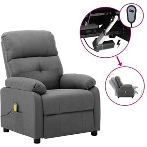 vidaXL Massagestoel elektrisch stof lichtgrijs vidaXL Massagestoel elektrisch stof lichtgrijs