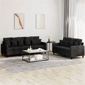 vidaXL 2-delige Loungeset met kussens fluweel zwart vidaXL 2-delige Loungeset met kussens fluweel zwart