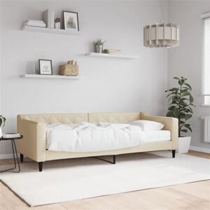 vidaXL Slaapbank met matras 80x200 cm stof crèmekleurig vidaXL Slaapbank met matras 80x200 cm stof crèmekleurig