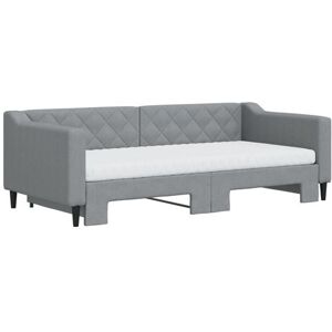 vidaXL Slaapbank onderschuifbed en matrassen 90x190 cm stof lichtgrijs vidaXL Slaapbank onderschuifbed en matrassen 90x190 cm stof lichtgrijs