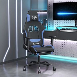 vidaXL Massage gamestoel met voetensteun stof zwart en blauw vidaXL Massage gamestoel met voetensteun stof zwart en blauw