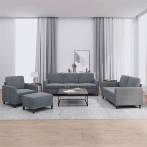 vidaXL Ensemble de Canapés 4 pcs, Sièges avec Coussins, Canapés avec Accoudoirs et Dossier, Meubles avec Repose-pied Salon, Moderne, Gris Foncé Velours vidaXL Ensemble de Canapés 4 pcs, Sièges avec Coussins, Canapés avec Accoudoirs et Dossier, Meubles avec Repose-pied Salon, Moderne, Gris Foncé Velours
