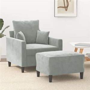 vidaXL Fauteuil met voetenbank 60 cm fluweel lichtgrijs3201097 vidaXL Fauteuil met voetenbank 60 cm fluweel lichtgrijs3201097