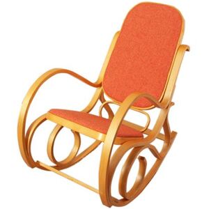 Schommelstoel M41, draaifauteuil TV-fauteuil, massief hout ~ eiken look, stof/textiel oranje Schommelstoel M41, draaifauteuil TV-fauteuil, massief hout ~ eiken look, stof/textiel oranje