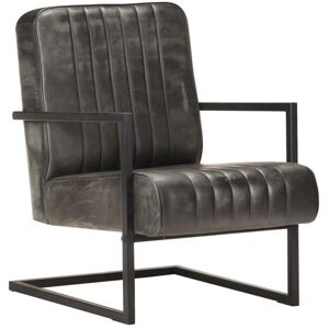 vidaXL Fauteuil echt leer verweerd grijs vidaXL Fauteuil echt leer verweerd grijs