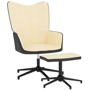 vidaXL Relaxstoel met voetenbank fluweel en PVC crÃmewit327851 vidaXL Relaxstoel met voetenbank fluweel en PVC crÃmewit327851