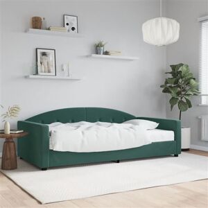 vidaXL Slaapbank met matras 100x200 cm fluweel donkergroen vidaXL Slaapbank met matras 100x200 cm fluweel donkergroen